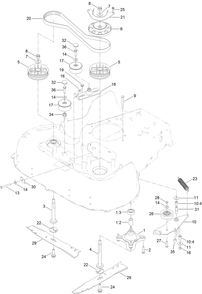 Spindle And Blade Assembly Diagram and Parts List for 22210 404320000-999999999 Toro Lawn Mower