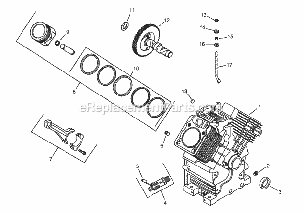 Crankcase Assembly Kohler Ch750-0010 Diagram and Parts List for 74262CP 270000001-270999999 Toro Lawn Mower