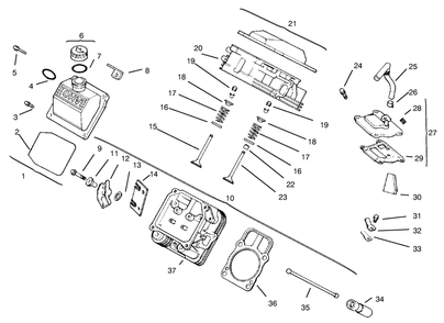 Cylinder Head, Valve & Breather Diagram and Parts List for 30611 690001 - 699999 Toro Lawn Tractor