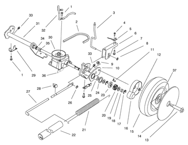Rear Axle Assembly Diagram and Parts List for 20808 8900001 - 8999999 Toro Lawn Mower