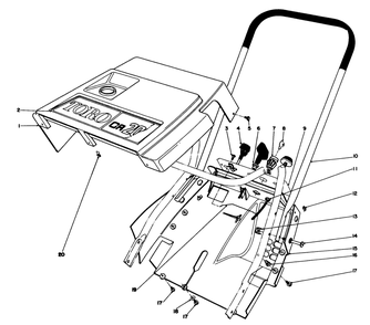 Shroud & Handle Assembly Diagram and Parts List for 38115C 7000001 - 7999999 Toro Snow Blower