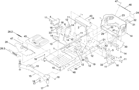 Frame Assembly Diagram and Parts List for 75305 411600000 - 411699999 Toro Lawn Tractor