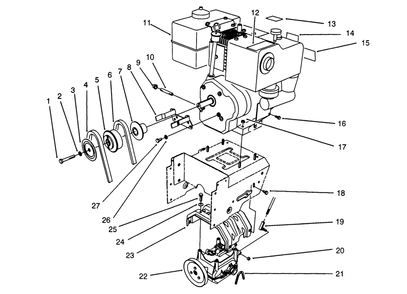 Engine Assembly Diagram and Parts List for 38566 3900001 - 3999999 Toro Snow Blower