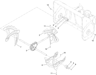 Gearbox, Auger And Impeller Assembly Diagram and Parts List for 37798 413000000 - 416159999 Toro Snow Blower