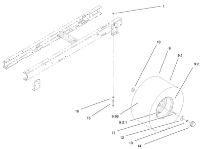 5 Speed Transaxle Assembly Diagram and Parts List for 71240 9900001 - 9999999 Toro Lawn Tractor