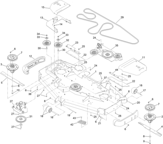 Deck Assembly Diagram and Parts List for 74074 404400000-999999999 Toro Lawn Tractor
