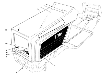 Hood Assembly Model 57300 Diagram and Parts List for 57360 5000001 - 5999999 Toro Lawn Tractor
