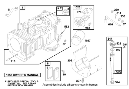 Engine Briggs & Stratton Model 28q777-0668-E1 Diagram and Parts List for 71196 8900001 - 8999999 Toro Lawn Tractor