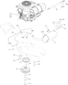 Engine, Muffler And Clutch Assembly Diagram and Parts List for 74958 402090000-403319860 Toro Lawn Mower