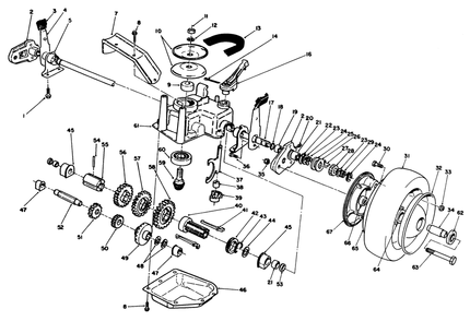 Gear Case Assembly Diagram and Parts List for 22042 1000001 - 1999999 Toro Lawn Mower