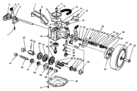 Gear Case Assembly Diagram and Parts List for 26635B 3900001 - 3999999 Toro Lawn Mower
