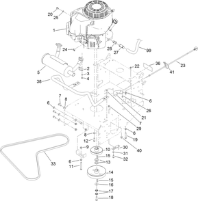 Engine And Exhaust Assembly Diagram and Parts List for 39934 (314000001-314999999)(2014) Toro Lawn Mower