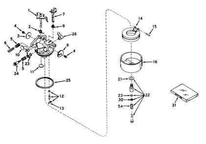 Carburetor No. 631449 Diagram and Parts List for 56044 0000001 - 0999999 Toro Lawn Tractor