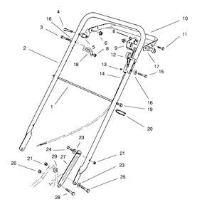 Handle Assembly Diagram and Parts List for 22031 6900001 - 6999999 Toro Lawn Mower