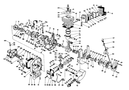 Engine Assembly Diagram and Parts List for 51608 4000001 - 4999999 Toro Trimmer