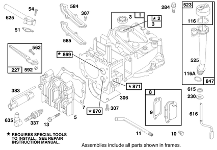 Engine Briggs & Stratton Model 12f802-1767-E1 Diagram and Parts List for 20808 9900001 - 9999999 Toro Lawn Mower