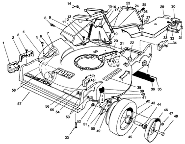 Housing Assembly Diagram and Parts List for 22037BC 5900001 - 5999999 Toro Lawn Mower