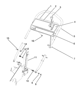 Handle Assembly Diagram and Parts List for 26562 0000001 - 0999999 Toro Lawn Mower