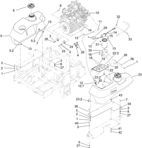 Fuel System And Throttle Control Assembly Diagram and Parts List for 72267 410000000-999999999 Toro Lawn Mower