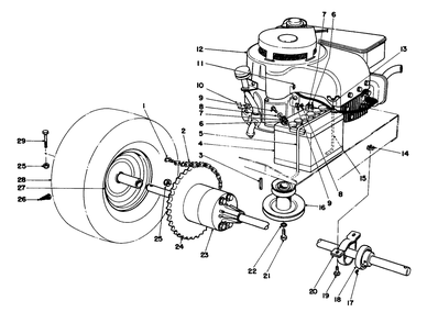 Engine And Axle Assembly Diagram and Parts List for 56125 4000001 - 4999999 Toro Lawn Tractor