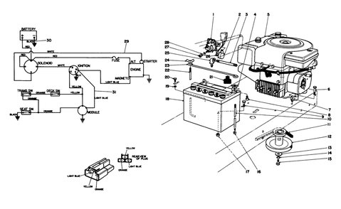 Engine Assembly Diagram and Parts List for 56145 5000001 - 5999999 Toro Lawn Tractor