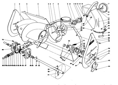 Auger Assembly Diagram and Parts List for 38090 0000001 - 0999999 Toro Snow Blower