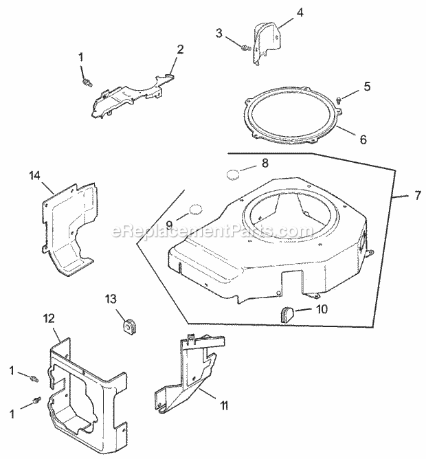 Blower Housing And Baffle Assembly Kohler Cv4 Diagram and Parts List for 74199 230000001-230999999 Toro Lawn Mower