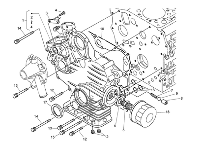 Gear Case And Oil Filter Cartridge Assembly Diagram and Parts List for 74265TE (270000001-270999999)(2007) Toro Lawn Mower
