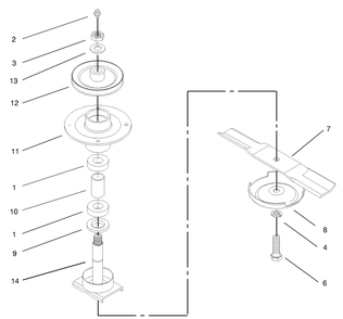 Spindle Housing Assembly 2 Diagram and Parts List for 30299TE (230000001-230999999)(2003) Toro Lawn Mower