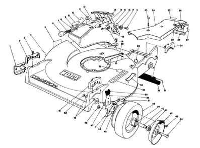 Housing Assembly Diagram and Parts List for 22036 1000001 - 1999999 Toro Lawn Mower