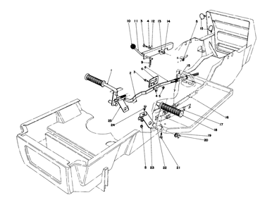 Brake & Clutch Pedal Assembly Diagram and Parts List for 57375 0000001 - 0999999 Toro Lawn Tractor