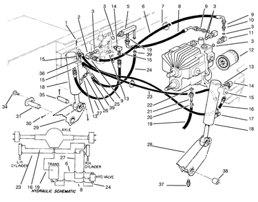 Hydraulic Valve & Lift Arm Cylinders Diagram and Parts List for 30620 790001 - 799999 Toro Lawn Tractor