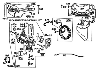 Engine Briggs & Stratton Model 252707-0177-01 (Model 57385) Diagram and Parts List for 57385 0000001 - 0999999 Toro Lawn Tractor