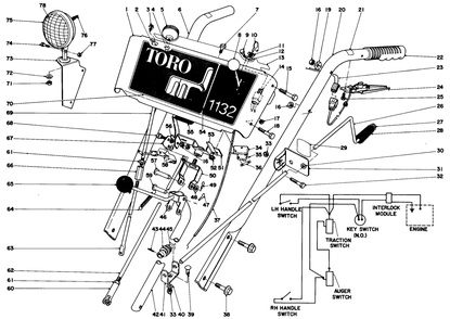 Part Location Diagram of 8-6409 Toro Chute Control Rod Mounting (Incl. Ref. #41 & 46)