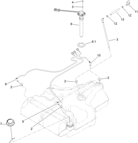 Fuel Tank Assembly Diagram and Parts List for 74943CP (312000001-312999999)(2012) Toro Lawn Mower