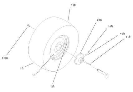 Rear Wheel Diagram and Parts List for 72064 8900600 - 8999999 Toro Lawn Tractor
