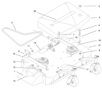 Deck, Cover And Deck Drive Belts Diagram and Parts List for 30193 990251 - 999999 Toro Lawn Mower