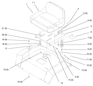 Seat Diagram and Parts List for 72064 7900001 - 7999999 Toro Lawn Tractor