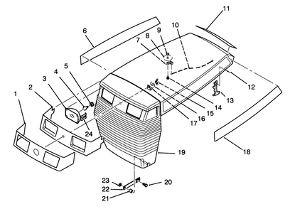 Hood Assembly Diagram and Parts List for 72040 3900001 - 3999999 Toro Lawn Tractor