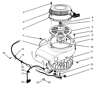 Recoil & Flywheel Assembly Diagram and Parts List for 30166 590001 - 599999 Toro Lawn Tractor Accessories