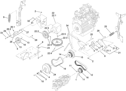 Hydro And Gearbox Assembly Diagram and Parts List for 74265TE (270000001-270999999)(2007) Toro Lawn Mower