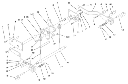 Lower Hydro Lift Assembly Diagram and Parts List for 73561 9900001 - 9999999 Toro Lawn Tractor