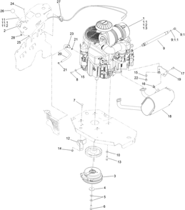 Engine, Clutch And Muffler Assembly Diagram and Parts List for 74950 403247405-999999999 Toro Lawn Mower