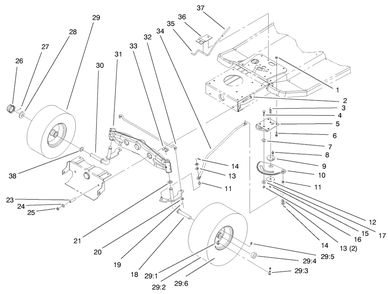 Front Axle Assembly Diagram and Parts List for 71217 7900001 - 7999999 Toro Lawn Tractor