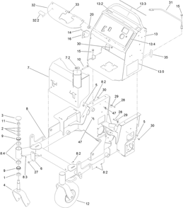 Main Frame Assembly Diagram and Parts List for 74536 404315000-405599999 Toro Lawn Mower