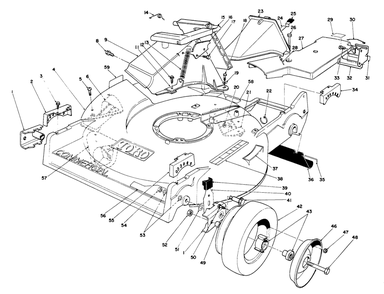Housing Assembly Diagram and Parts List for 22037B 49000001 - 49999999 Toro Lawn Mower