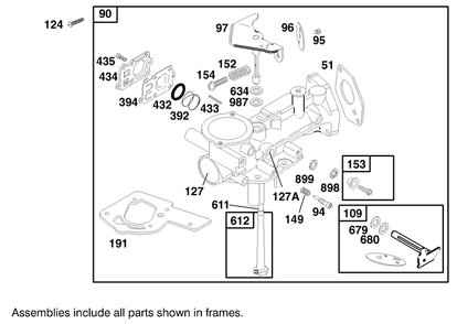 Engine Briggs & Stratton Model 92252-0129-02 Diagram and Parts List for 62063 790001 - 799999 Toro Aerator
