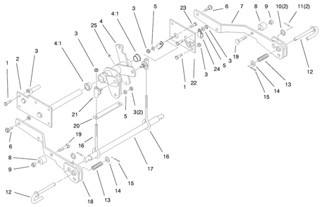 Hydro Lift Lower Assembly Diagram and Parts List for 73560 8900001 - 8999999 Toro Lawn Tractor