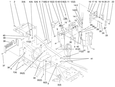 Steering Tower & Fuel Tank Supports Assembly Diagram and Parts List for 73561 9900001 - 9999999 Toro Lawn Tractor