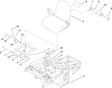 Part Location Diagram of 110-5738 Toro Seat Assembly